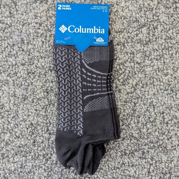 Columbia*‎ Men's COOLMAX Advanced Evaporation 2 Pairs Grey Socks~ Size 6-12 - Picture 1 of 8